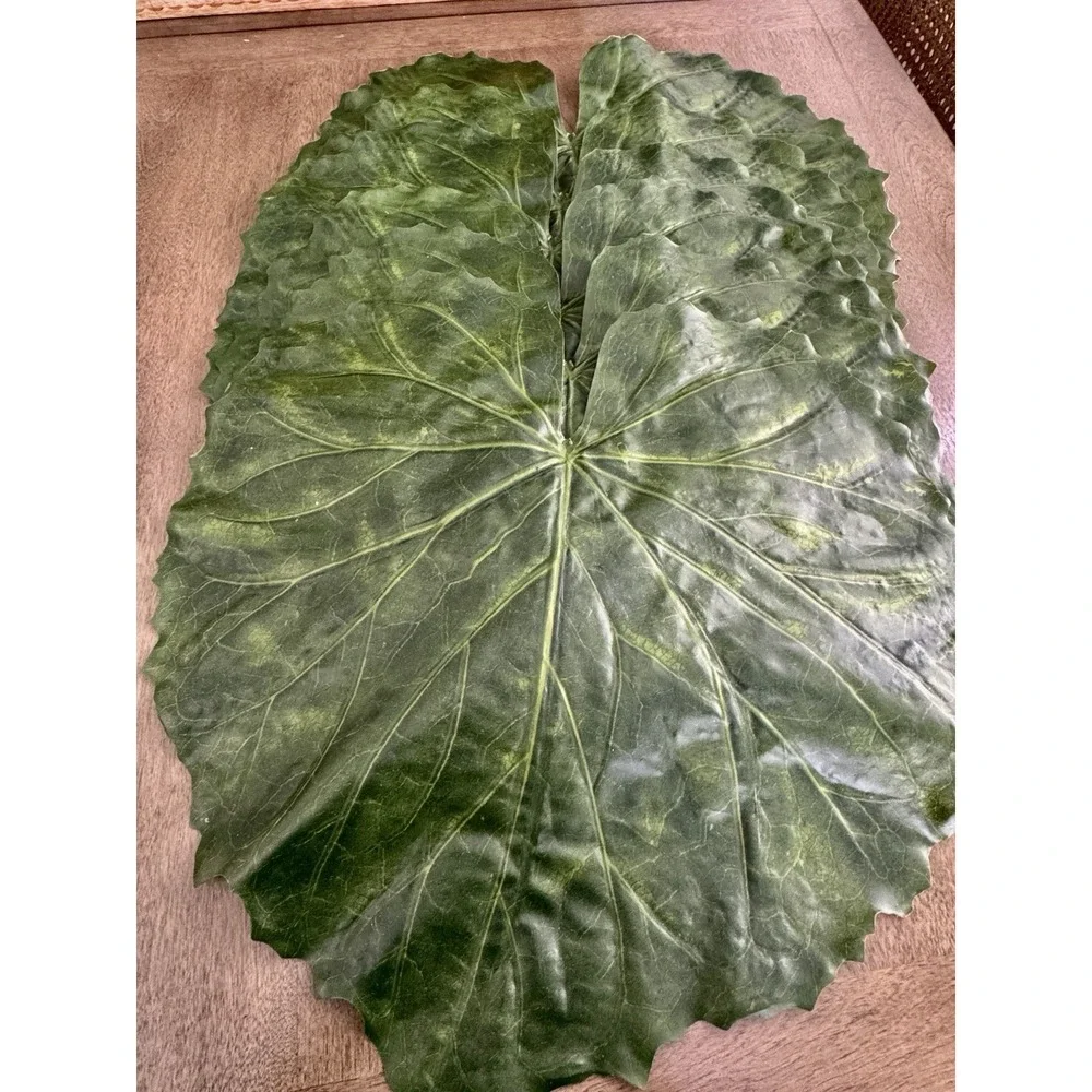 Set Of 12 Green Faux Leaf Shaped Placemats Hollywood Regency Style